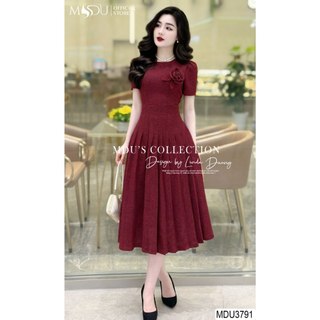  MDU3791 Váy thiết kế thanh lịch dáng xòe nhẹ, chất text Nhật có độ giãn, cao cấp mềm mịn, đứng form, đặc biệ