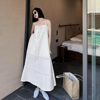 Maxi suông 2 dây cột nơ - TK3526, Dáng suông dễ mặc, bầy bì bon chen thả ga