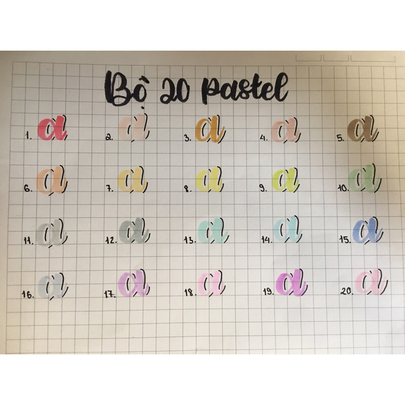 [Sẵn] Lẻ bút Fiber Pen chính hãng bộ 20 màu Pastel có thể viết calligraphy hoặc dùng làm highlight