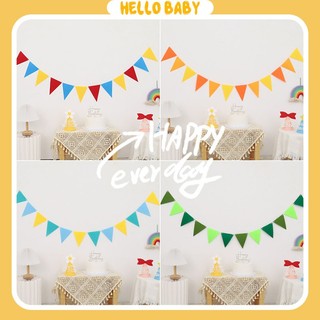 Dây cờ giấy - dạ tam giác chấm bi - trơn trang trí tiệc sinh nhật - hội trại - lớp học (16x15cm)