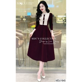  MDU1645 Váy thiết kế dáng dài, chất nhung Hàn, mềm mịn, không bai xù, không gây dặm ngứa