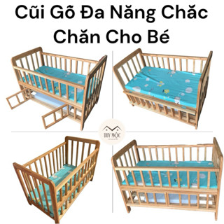 Nôi Cũi Gỗ 2 Tầng, 1 Tầng Đa Năng Nhiều Chế Độ. Giường Nằm Em Bé
