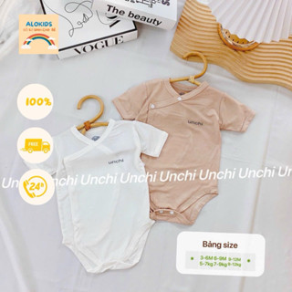 Bodysuit body chip cộc phong Unchi cách Hàn Quốc bé trai bé gái sơ sinh từ 0-9 tháng chất petit mềm mại thấm hút mồ hôi