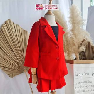 Set Áo Vest Kèm Chân Váy Xếp Ly Cho Bé Gái Phong Cách Sang Trọng Đủ Size Từ 1-10 Tuổi - AT02