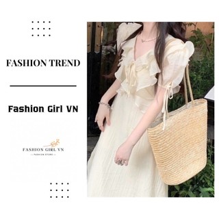 ĐẦM TƠ NHĂN CỔ V BÈO DÁNG DÀI, MAXI TAY BỒNG TIỂU THƯ
