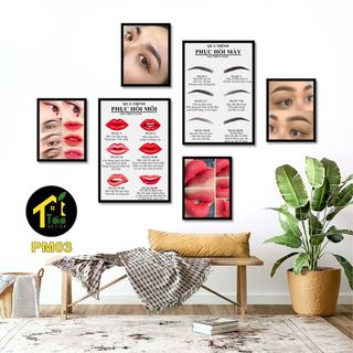  Tranh Phun Xăm Spa Nail Salon Tóc Nam Nữ Tranh Dán Tường Kèm Sẵn Keo Không Cần Khoan Đục Tường Táo Decor 
