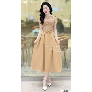  MDU3907 Đầm họa tiết ren bắt mắt, thiết kế thanh lịch, màu sắc tươi sáng