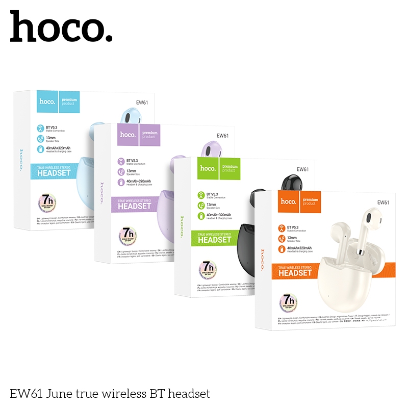 Tai nghe bluetooth Hoco EW61, Tai nghe nhét tai không dây có mic đàm thoại, nghe nhạc 7H, âm thanh nổi, Bluetooth 5.3 | BigBuy360 - bigbuy360.vn