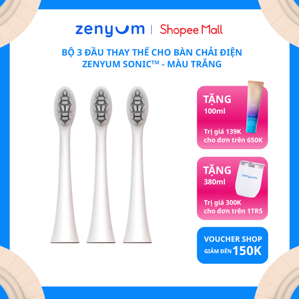 Bộ 3 Đầu Thay Thế Cho Bàn Chải Điện Zenyum Sonic - Màu Trắng