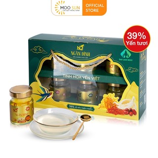 Tổ Yến Chưng Sẵn - Hộp Quà 10 Hũ 39% Yến thô - Yến Chưng Cao Cấp Ngân Đình -  Khánh Hòa (10 hũ x 70ml)