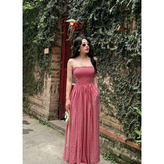 VÁY 2 DÂY KẺ CHUN NGỰC DÁNG XÒE