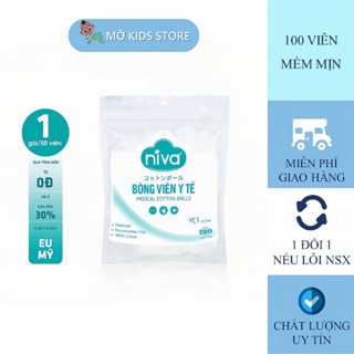 ( Mua 5 tặng 1 yếm) Gói 100 bông gòn viên tròn y tế nhét tai cho phụ nữ sau sinh