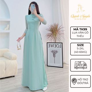  Áo dài cách tân ÁO DÀI QUỲNH NGUYỄN áo dài thiết kế tơ óng 4 tà áo dài nữ tay bồng kết ngọc MÃ TK45 