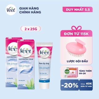 Combo 2 Kem tẩy lông cho da nhạy cảm Veet Silk Fresh 25g/tuýp