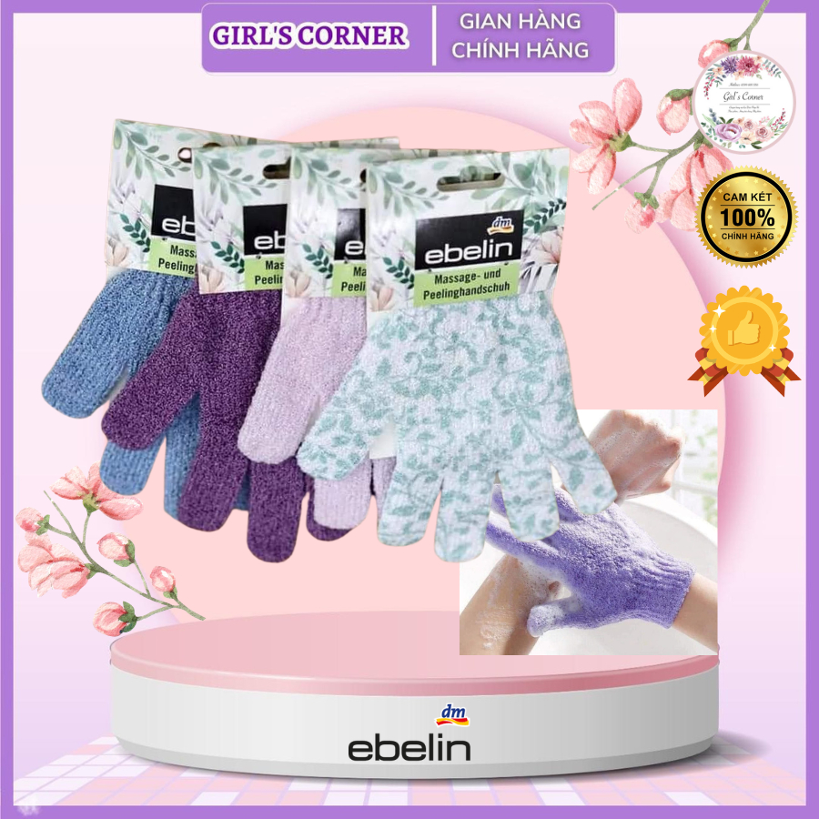 Găng tay tắm Ebelin massage và tẩy tế bào chết cho cơ thể, Bông tắm Ebelin [Đức] [Khuyến mại]