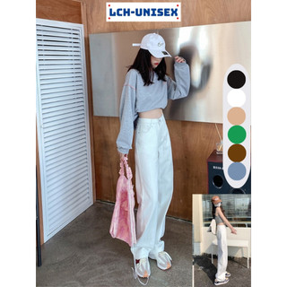 Quần kaki ống xuông kiểu dáng basic Lch quần dài baggy unisex vải kaki jean dày mịn