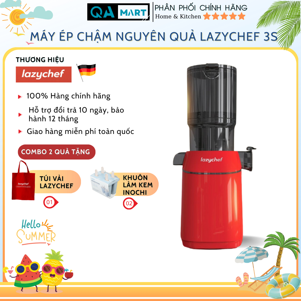 Máy Ép Chậm Nguyên Quả 3S Lazychef  Dòng Premium - Máy Ép Trái Cây, Làm Kem, Tháo Lắp 3 Giây- Hàng c