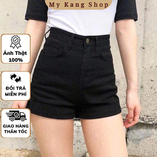 Quần đùi jean nữ cạp cao ôm bụng, chất liệu Jean mềm co giãn MyKang KM32