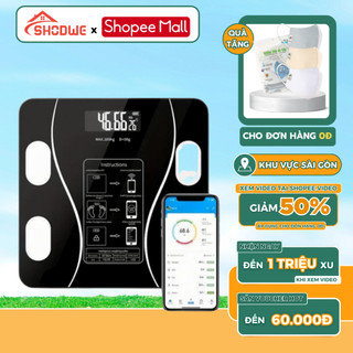 Cân Sức Khỏe Điện Tử Bluetooth SHODWE, Mặt Kính Cường Lực Chịu Tải 220Kg Phân Tích Chỉ Số Cơ Thể Trên Điện Thoại