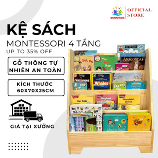 Kệ Đựng Sách Montessori BENRIKIDS Cho Bé Bằng Gỗ - Giúp Bé Rèn Luyện Tính Gọn Gàng Ngăn Nắp