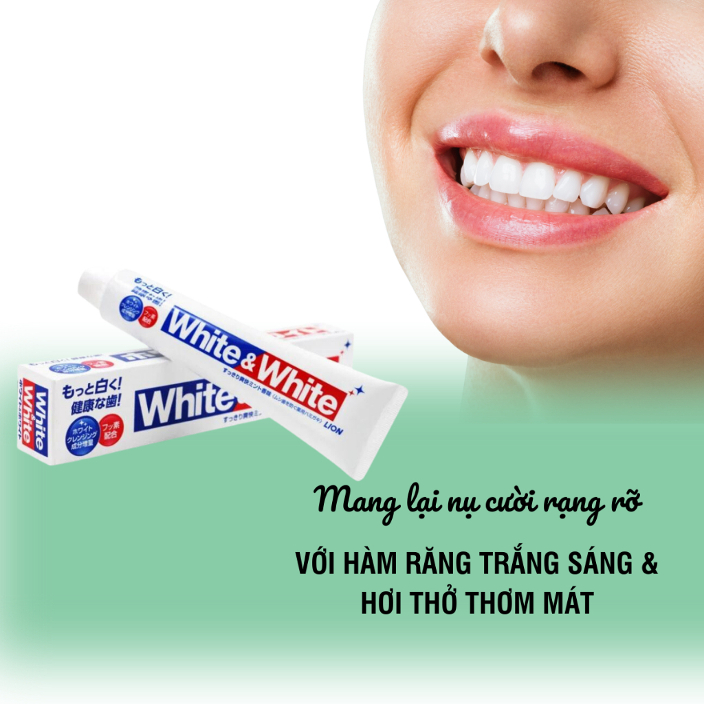 Kem Đánh Răng White & White Lion Nhật Bản - Kem Đánh Răng White Lion Loại Bỏ Cao Răng Ố Vàng Nhật Bản