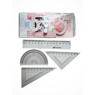 Bộ thước kẻ học sinh, set 4 cây thước học sinh trong suốt 15cm