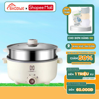 Nồi Lẩu Điện Đa Năng SHODWE Dung Tích 4L Công Suất 1000W Núm Điều Chỉnh Nhiệt 3 Mức Chống Dính Tốt, Bảo Hành 12 Tháng