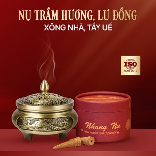 Combo nụ trầm hương cao cấp và lư đồng xông trầm Thiên Mộc Hương dùng đốt trầm hương xông nhà