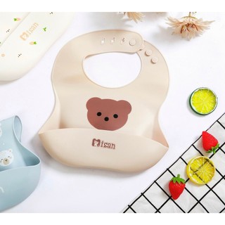 Yếm ăn dặm Misan bằng silicon cao cấp có máng hứng thức ăn tiện lợi