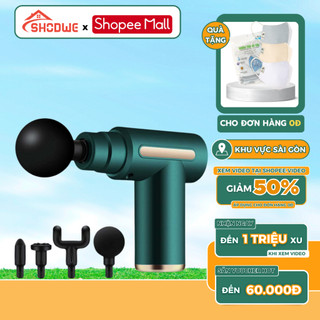 Máy Massage SHODWE Cầm Tay Toàn Thân Sạc Pin 4 Đầu 6 Chế Độ, Máy Mát Xa Giảm Đau Mỏi Thư Giãn Sau Tập Bảo Hành 12 Tháng