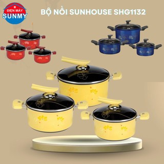Bộ nồi sunhouse shg1030, shg1131, shg1132 anod- hàng nhập khẩu hàn quốc - hàng chính hãng 100%