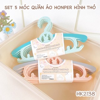 Set 5 móc quần áo hình thỏ cho bé phân phối chính hãng Bonbon Mart