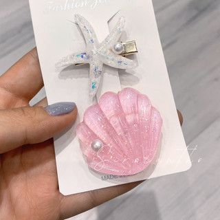 Set kẹp vỏ sò + sao biển dễ thương, kẹp mái vỏ sò, kẹp mái sao biển