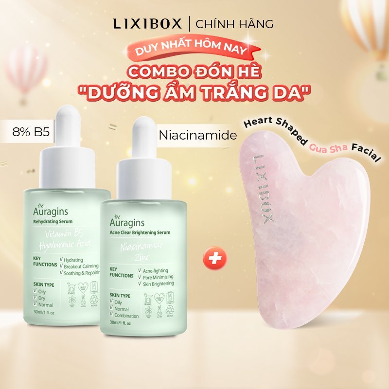 Combo Tinh chất cấp ẩm The Auragins Vitamin B5 và Serum Niacinamide