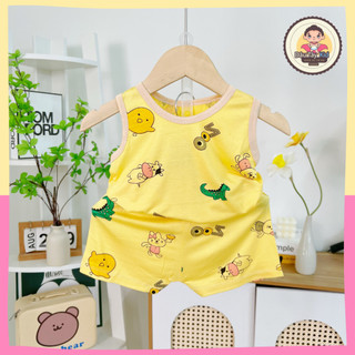 Đồ bộ ba lỗ Thun lạnh Dâu Tây Kid, đồ bộ cho bé mặc ở nhà size 6-16kg, vải mềm mịn, DAUTAY03