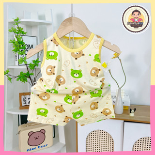 Đồ bộ ba lỗ hoạ tiết Gấu tròn xinh xắn 3 màu Dâu Tây Kid, đồ bộ ở nhà cho bé từ 6-16kg, DAUTAY04