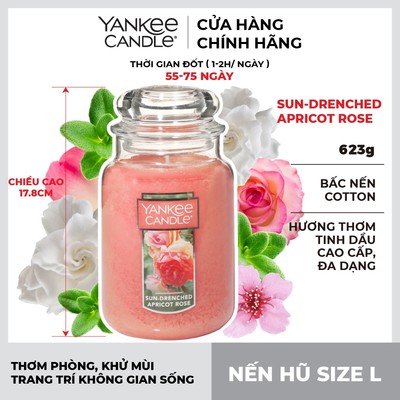 Nến hũ Yankee Candle size L - Sun Drenched Apricot Rose