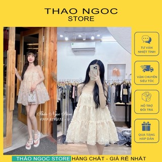 Đầm babydoll voan 2 dây phối viền bèo! thảo ngọc store