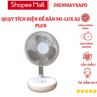 Quạt tích điện để bàn, Quạt mini Mi-lux A2 Plus, nhỏ gọn tiện lợi. bảo hành 12 tháng