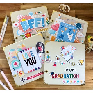  Sổ còng làm kỉ yếu sổ dán ảnh dạng scrapbook khổ vuông 18x18 trang trí ảnh tặng người yêu 