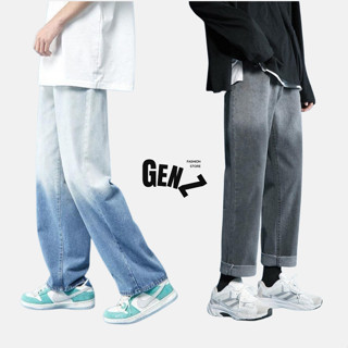 Quần jeans baggy nam dáng dài ống suông rộng phối loang màu cá tính vải bò mềm mại - Gen Z Store HN