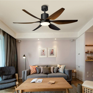 Quạt trần đèn cánh vân gỗ động cơ dc 6 mức gió 6 cánh lộc phát trang trí phòng khách
