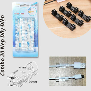 [❌GIÁ SỈ❌] Bộ 20 Nẹp Cố Định Dây Điện Kẹp Giữ Cáp Sạc Nẹp Dây Điện Chống Rối 88068