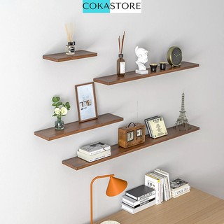 Kệ Gỗ Trang Trí Treo Tường Cokastore Kết Cấu Giấu Chân Chắc Chắn Rộng 15cm Màu Walnut Tặng Kèm Phụ Kiện Loại Tốt
