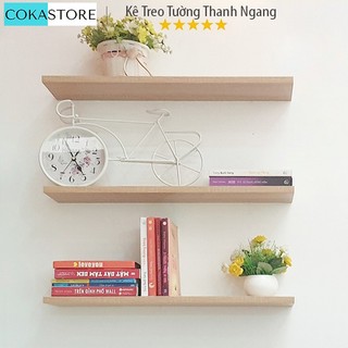Bộ 03 Kệ Thanh Ngang Treo Tường Kích Thước 60cmx15cm Màu Vân Gỗ Sồi Cao Cấp,Lõi Xanh Chống Ẩm,Tặng Kèm Phụ Kiện