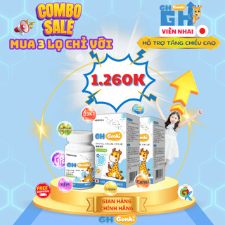 Combo 3 - gh genki - viên nhai kích hoạt gen tăng chiều cao - lọ 90 viên - nhật bản