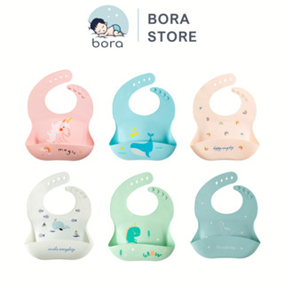 Yếm silicon cho bé ăn dặm, có máng hứng thức ăn