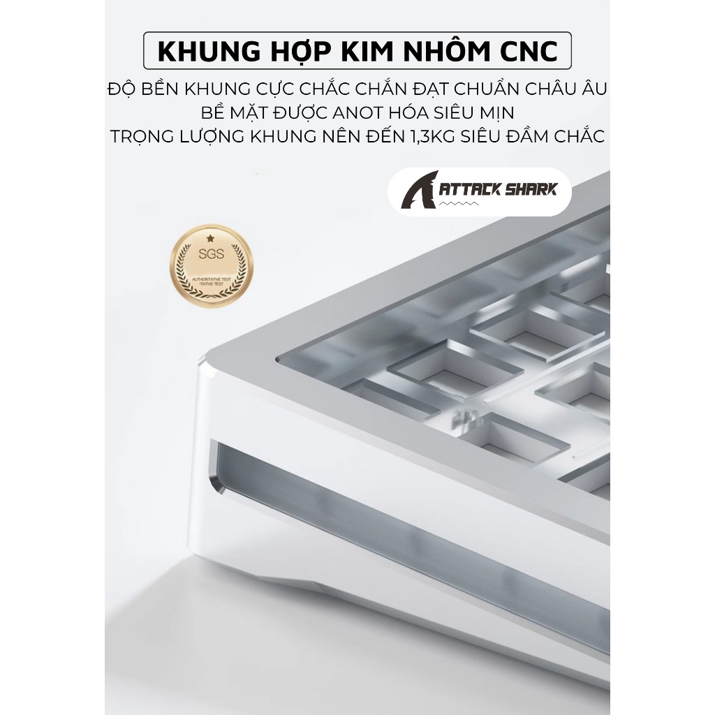 Bàn Phím Cơ Bluetooth Cao Cấp Attack Shark M71 New 2024 Khung Nhôm CNC LED RGB 3 MODE Hotswap 5 Pin | BigBuy360 - bigbuy360.vn
