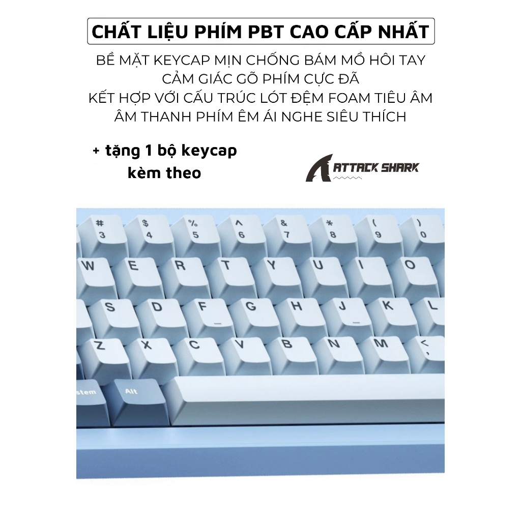 Bàn Phím Cơ Bluetooth Cao Cấp Attack Shark M71 New 2024 Khung Nhôm CNC LED RGB 3 MODE Hotswap 5 Pin | BigBuy360 - bigbuy360.vn