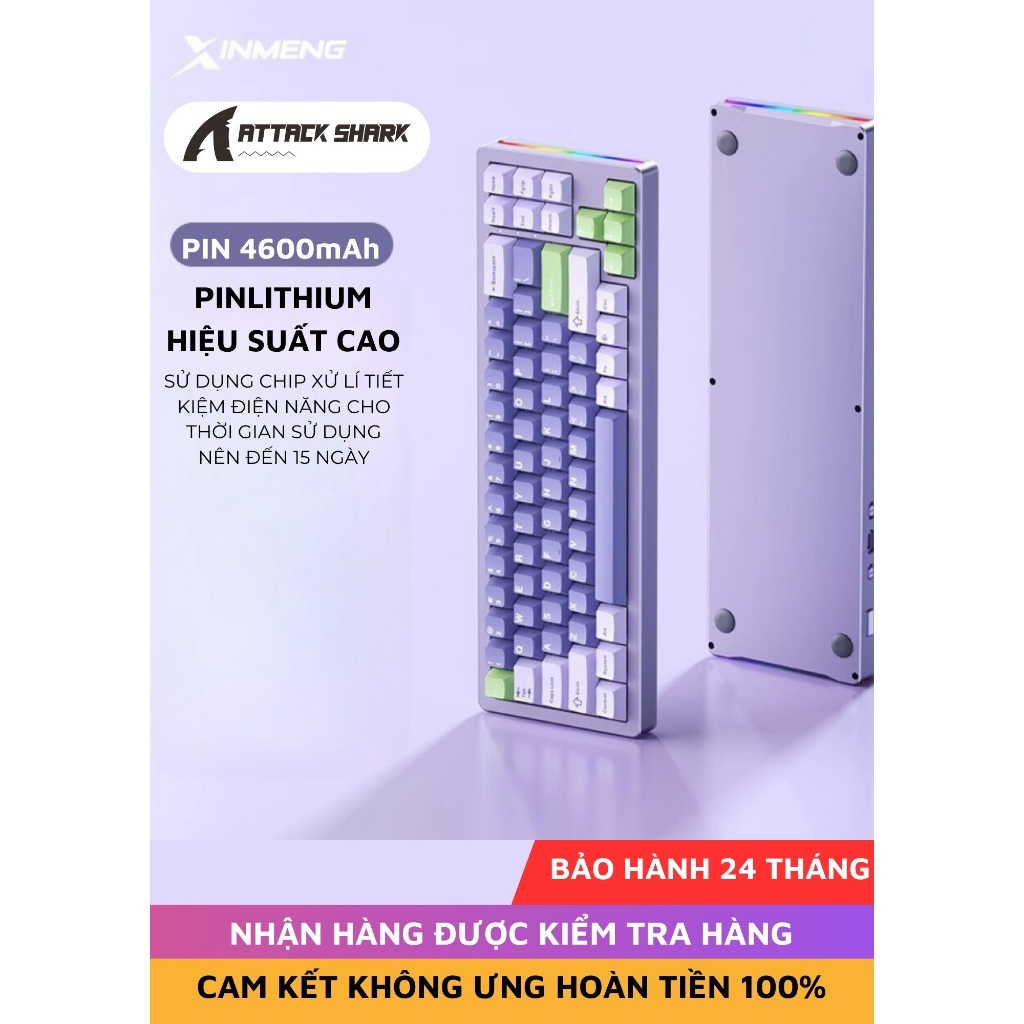 Bàn Phím Cơ Bluetooth Cao Cấp Attack Shark M71 New 2024 Khung Nhôm CNC LED RGB 3 MODE Hotswap 5 Pin | BigBuy360 - bigbuy360.vn